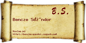 Bencze Sándor névjegykártya
