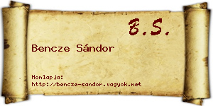 Bencze Sándor névjegykártya