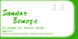 sandor bencze business card